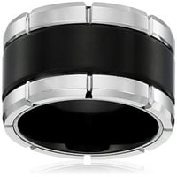 Sapphire Volfram i Titanium urezani dizajn s crnim središnjim bendom Comfort Fit Wedding Bands prstenovi za muškarce, Veličina 11