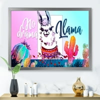 Dizajn „bez drame i šarene llama“ Dječja umjetnost uokvirena umjetničkim tiskom
