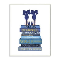 Stupell Industries Blue Bow potpetica iznad ikoničnih dizajnerskih knjiga koje je dizajnirala Amanda Greenwood