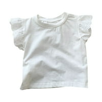 Dječja ljetna obična majica s okruglim vratom s letećim rukavima za djevojčice, dječja ležerna odjeća za šetnju od 0 godina, ulična