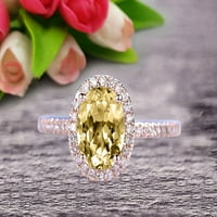 Dijamantni zaručnički prsten u boji šampanjca s Moissanitom od 8 karata ovalnog kroja u ružičastom zlatu od 10 karata