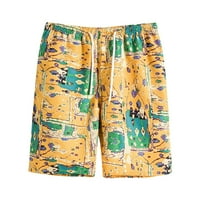 Muške hlače Plus Size ljetne Ležerne sportske kratke hlače s pet točaka u struku ljetne ljetne kratke hlače za vježbanje žute 4
