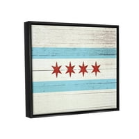 Stupell Industries Chicago zastave nevolje od drva Jet Black Fluated Canvas Wall Art, 16x20