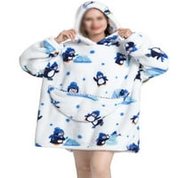 Ženski ogrtač s kapuljačom s kapuljačom, spavaćice s džepovima, mekani pulover sa životinjskim printom, kratka mini haljina, vunena