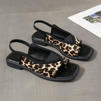 Ženske modne ljetne kožne ravne sandale s kvadratnim prstima s otvorenim prstima s leopard printom ženske sandale u smeđoj boji 7