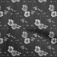 Jednobojna pamučna svilena siva retro cvjetna tkanina za šivanje obrta s otiscima tkanine širine dvorišta