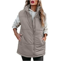 + / Ženski zimski jednobojni pamučni kardigan s patentnim zatvaračem casual kaput bez kapuljače jakna