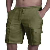 ; Muške pamučne lanene kratke hlače s elastičnim vezicama, labave Ležerne Radne hlače za plažu