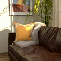 Poklopac jastuka za bacanje, 18 ”18”, žuta i bjelokosti, tiskana teksturalna kruta tkiva s uzorkom okvira na lanenoj lane