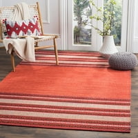 Mekani tkani pamučni tepih u prugama, crvena slonovača, 5' 8'