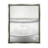 _ Oceanski valovi koji jure obalom sunčana scena fotografija sjajno sivo plutajuće platno uokvireno zidnim printom dizajn Natalie