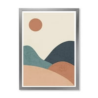 DesignArt 'Minimalistički vintage krajolik s jezerom na Sunset' Moderni uokvireni umjetnički tisak