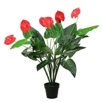 41 lončana tropska zelena i crvena umjetna biljka Anthurium