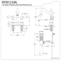 Kingston Brass KS1608AL in. Kupaonska slavina u sredini, Brušeni Nikal