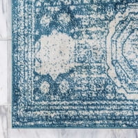 Jedinstveni tepih od 2 ' 8 '8 tirkizne Bjelokosti s otrcanim Šik obrubom savršen za kupaonicu, hodnik, blatobran, praonicu rublja