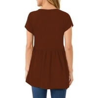 Ženski gornji dio s izrezom u obliku slova U I strukom, čipkasta obična ljetna majica kratkih rukava, Ležerne majice za žene