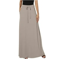 Suknja Plus Size a-list, ženska modna obična ležerna suknja do gležnja s džepovima i elastičnim strukom