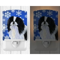 Caroline's Treasures SS4605CNL Svečane keramičke noćno svjetlo Japanese Chin Winter Snowflakes, 6x4x3