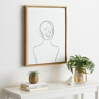 Kate i Laurel Silvi, uokvirena minimalistička žena, zidna umjetnost na platnu, zlato