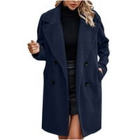 Ženski kišni kaput od flisa za odmor s ovratnikom, zimski pleteni vrećasti kardigani s dugim rukavima, jednobojni novi stil, izolirani