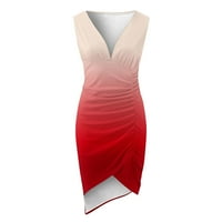 Haljine za žene mini plašt bez rukava široka haljina s izrezom i printom u obliku slova u, Vermilion, 2 inča
