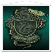 Čarobni svijet: Hari Potter - Zidni plakat sa zmijskim grbom Slizerina u drvenom magnetskom okviru, 22.375 34