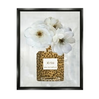 Stupell Industries leopard print parfem boca glam bijela proljetna cvjećara Jet Crni uokvireni plutajuća platna zidna umjetnost,