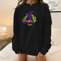Ženska ležerna tanka pulover majica s jednostavnim okruglim vratom i dugim rukavima Za Noć vještica - Crna majica