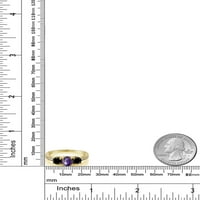 Kralj dragulja 1. Stupnjeviti ovalni prsten s ljubičastim ametistom i crnim dijamantom od žutog zlata od 18 karata, prekriven srebrnim