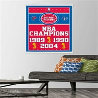 Zidni plakat Detroit Pistons-drveni magnetski uokvireni prvaci, 22.37534