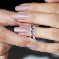 Jubilarni prsten od ametista i dijamanta, minimalistički ženski prsten od ametista od zlata, 14k bijelo zlato, 4,00 USD