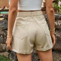 Ljetne svestrane traper kratke hlače s elastičnim strukom, Ležerne Kaki hlače u donjem dijelu