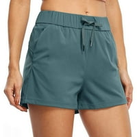 Ženske kratke hlače za plažu, kratke hlače visokog struka s elastičnim pojasom, kratke hlače s džepovima za vježbanje, kratke hlače