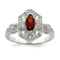 Bijeli prsten od sterling srebra s modnim kubičnim cirkonijem u crvenoj boji
