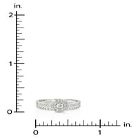 1 2-inčni dijamantni okrugli vjenčani prsten s dvostrukom aureolom od srebra za zaruke i vjenčanje