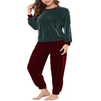 Jedinstvene ponude ženski baršunasti dugi rukavi Topli vrh i hlače pidžame setovi za spavanje
