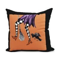 Odletjeti vješticu narančastu halloween print ukrasni jastuk za bacanje