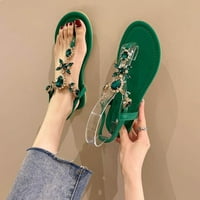 Ljetne ženske ravne sandale od rhinestona u boemskom stilu ženske cipele s otvorenim prstima papuče za plažu ravne japanke s elastičnom