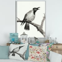 Jednobojni plač vrana na grani uokvirenom slikarskom platnu umjetnički tisak
