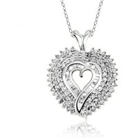 JewelersClub 1. Carat T.W. Bijeli dijamant sterling srebrno privjesak za srce