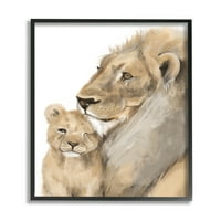 Stupell Industries Lion Cub i King Safari Animal Portret Black, 14, dizajn Daphne Polselli