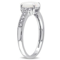 Ovalni Opal i dijamantni prsten od 10 karatnog bijelog zlata od opala i ženskog prstena s dijamantnim naglaskom