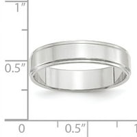Prsten od bijelog zlata, ravan, s stepenastim rubom, veličina 8