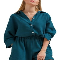 Ženska pidžama, vrhovi i kratke hlače, komplet za odmor, odjeća za spavanje, vrećasta ljetna trenirka u zelenoj boji