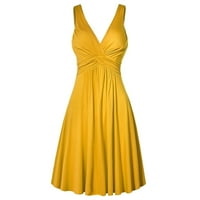 Haljine za žene, Ženske haljine Plus Size s retro izrezom u obliku okvira, plisirana tanka suknja, žuta haljina u obliku okvira