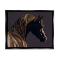 Stupell Industries Portret tamnih konjskih životinja Životinje i insekti slikaju crni plutač uokviren umjetnički print zidna umjetnost