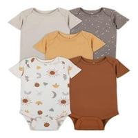Little Star Organic Baby Unise 5pk Bodysuits s kratkim rukavima, veličina novorođenčeta-24m