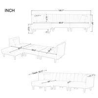 Aukfa Moderni baršunasti sekcijski kauč- kabriolet kauč za spavanje kreveta- reverzibilni krug- tijesni jastuci- siva