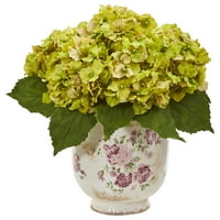 Divovski umjetni aranžman Hortengea u cvjetnoj tiskanoj vazi