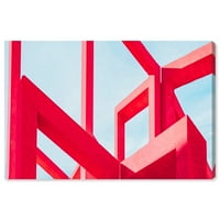 Wynwood Studio Canvas Struktura Smjernice Sažetak geometrijskog zida Art Canvas Ispis crvena svijetlo plava 36x24